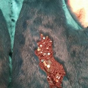 Arden B. Teal Rabbit Fur Vest